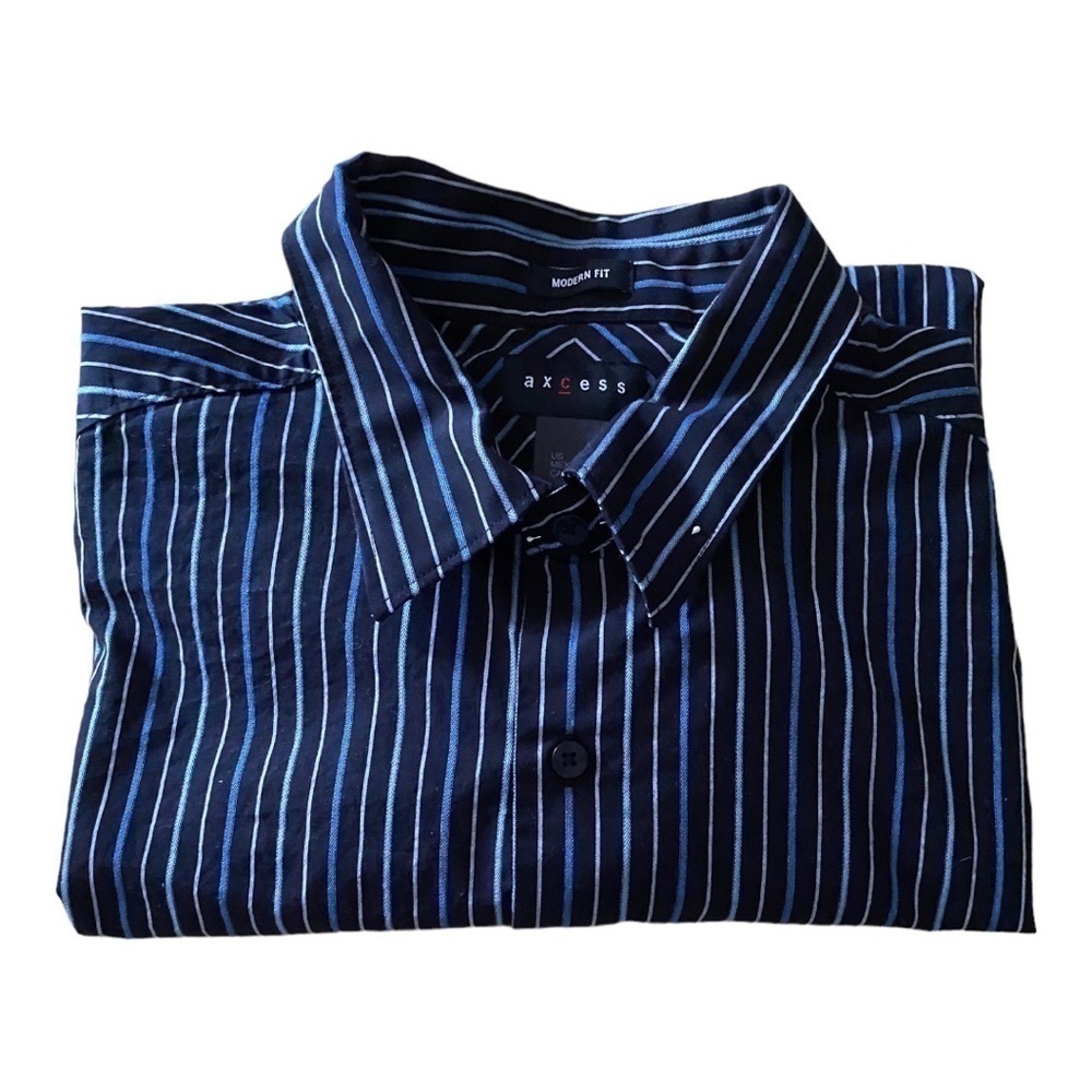 NWOT-AXCESS-BLUE STRIPE DRESS SHIRT-SIZE XL